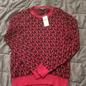 Michael Kors Red and Black MK Pattern Sweater SALE